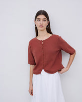Cardigan a maniche corte in terracotta